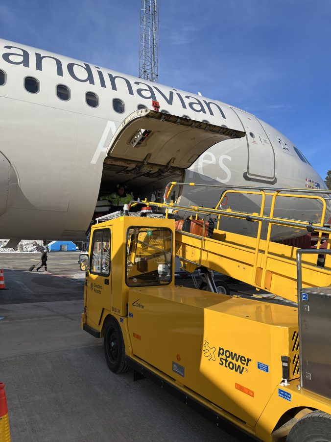 Photo from airport showing a snake robot